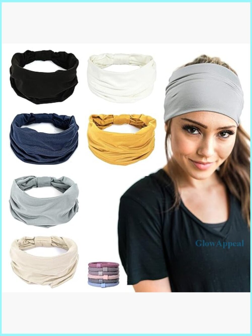 6 Pack Wide Non-Slip Headbands for Women, Soft Cotton Yoga Running Workout